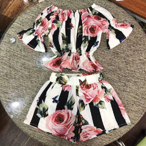 Stripe Floral Toddler Girls Clothes Set - ourcoolkids