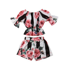 Load image into Gallery viewer, Stripe Floral Toddler Girls Clothes Set - ourcoolkids